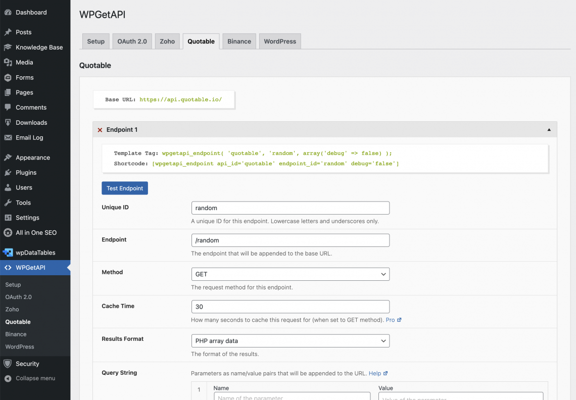 Quick Start Guide WPGetAPI