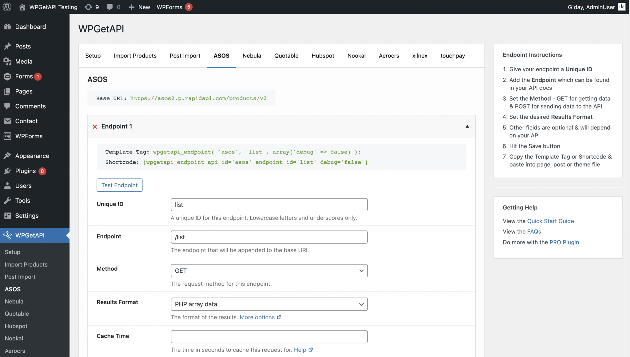Quick Start WPGetAPI