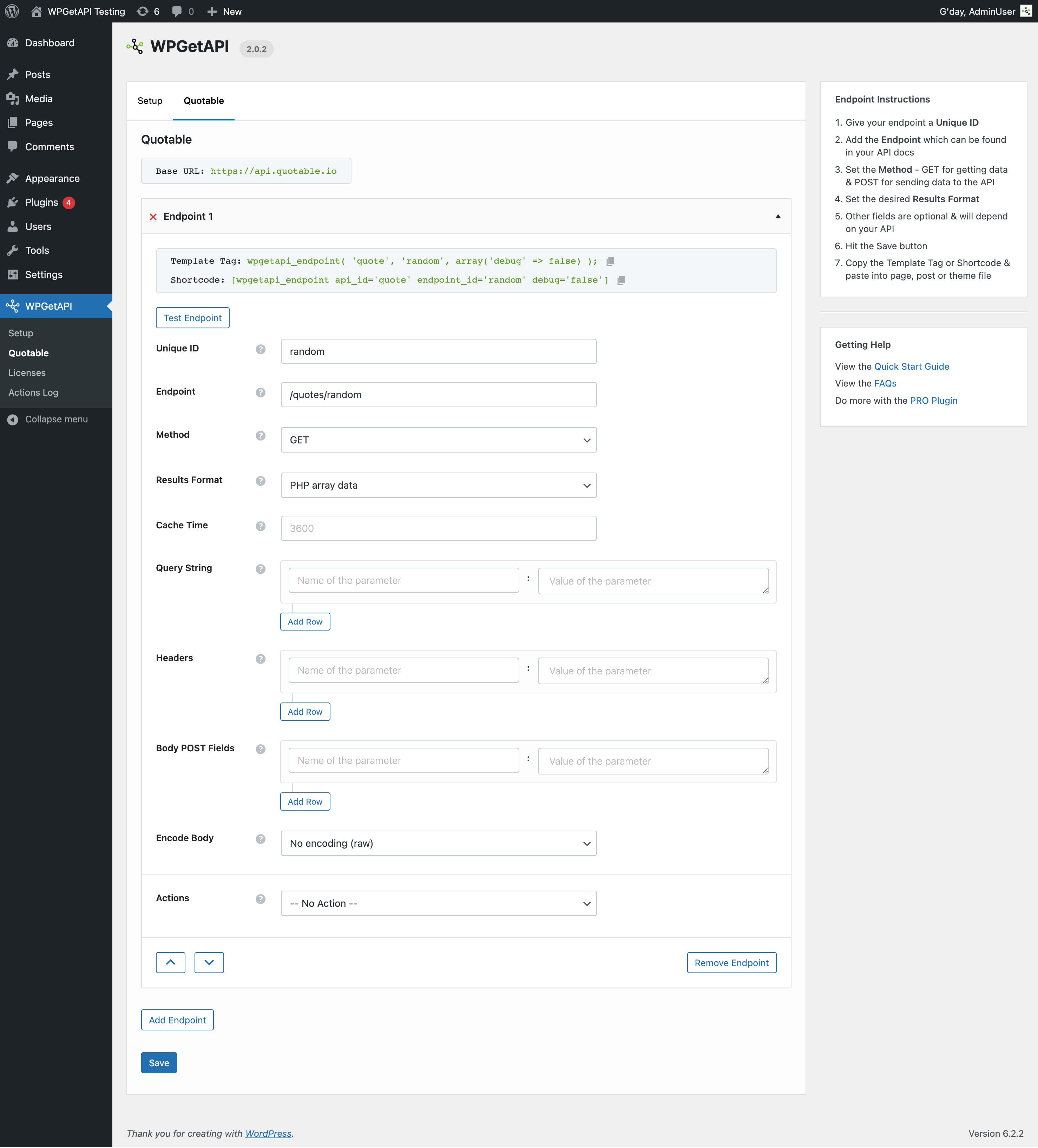 Endpoint Page | WPGetAPI